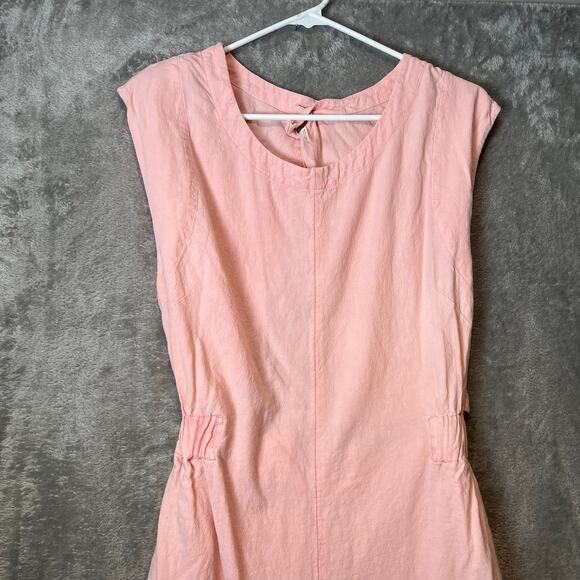 Free People Heat Wave Open Back Jumpsuit Grapefruit Pink Sz Small‎ Linen Blend - Picture 2 of 7